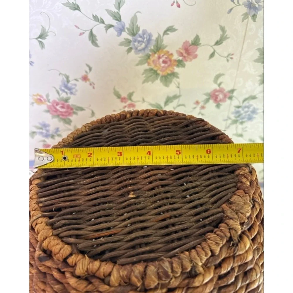 Vintage Woven Seagrass Basket Vase Rustic Natural Fiber Decorative Boho Urn 10in